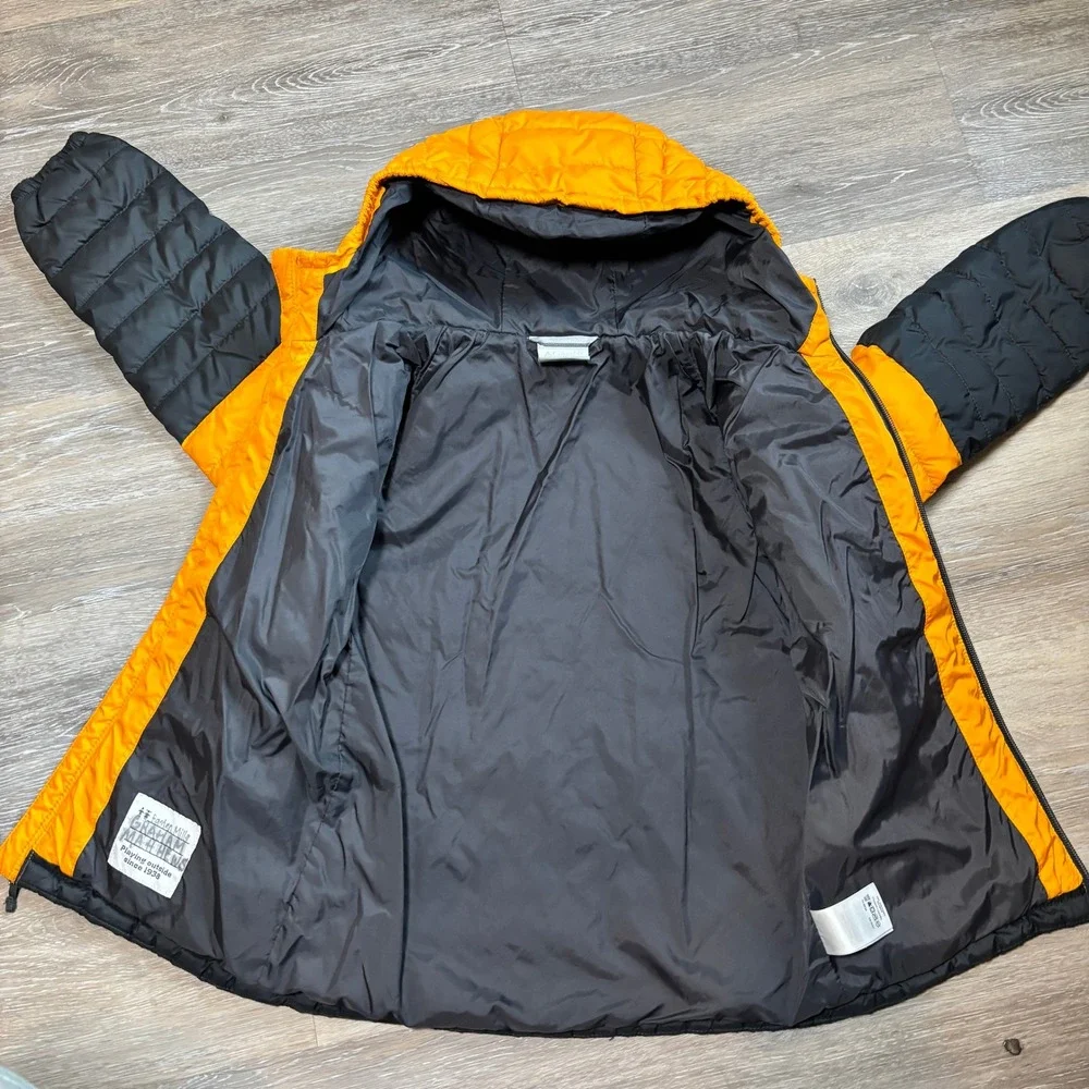 Columbia Kids Polyester Puffer Jacket Hooded Gorpcore S 8 Orange Gray